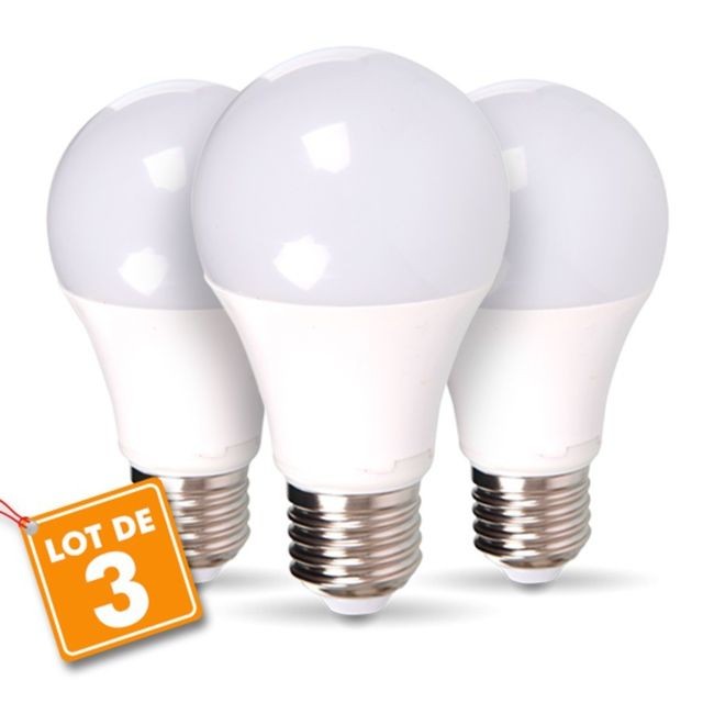 Ampoules LED Vtac Lot de 3 ampoules LED E27 9W  Equivalent 60W (Température de Couleur Blanc neutre 4000K)