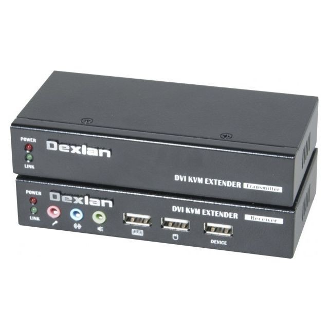 Dexlan - Deport KVM DVI/USB 2.0/Audio sur 2 x CAT5 50m - Switch KVM