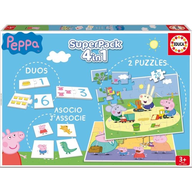 Educa - Superpack Peppa Pig : Duos, Puzzles, Association Educa  - Animaux Educa