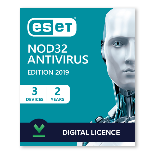 Eset - NOD32 Antivirus 2 ans 3 postes - Licence numérique - Logiciel en téléchargement - Antivirus et Sécurité