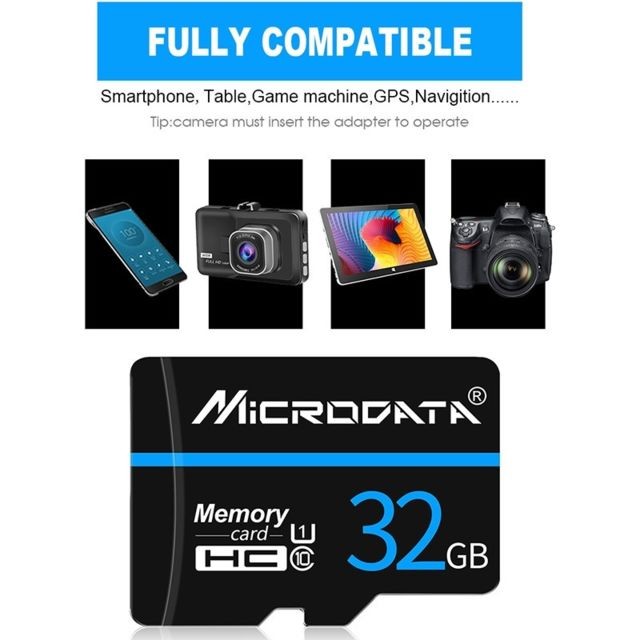 Carte Micro SD Carte Micro SD mémoire MICRODATA 64 Go U3 Blue Line et Black TF SD