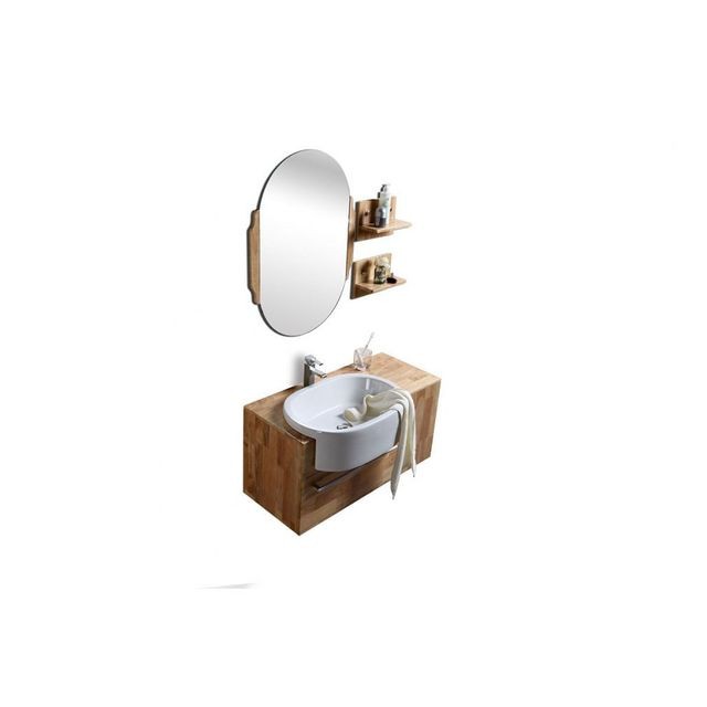 Meubles de salle de bain Miliboo Meuble de salle de bain : vasque, meuble sous-vasque, étagères et miroir NIVAN