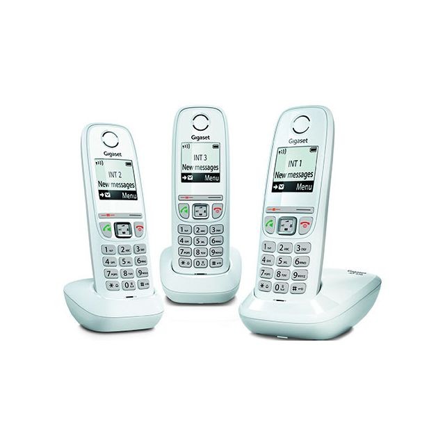 Téléphone fixe sans fil Gigaset Pack trio téléphone sans fil Gigaset AS470 blanc