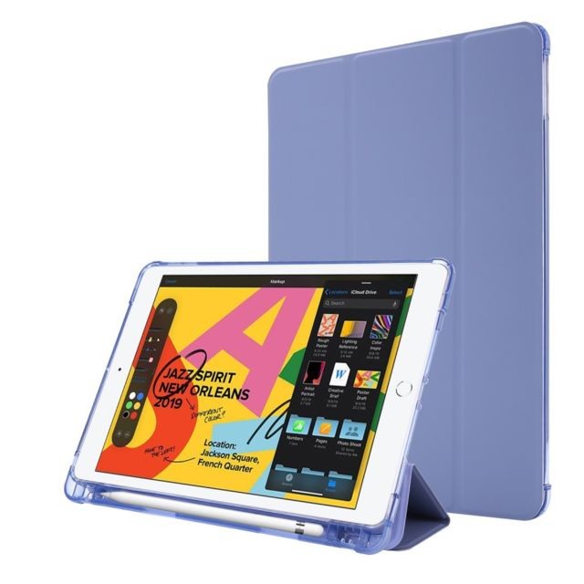 Generic - Etui en PU avec support tripliure et porte-stylo violet pour votre Apple iPad 10.2 (2019) Generic  - Housse, étui tablette Generic