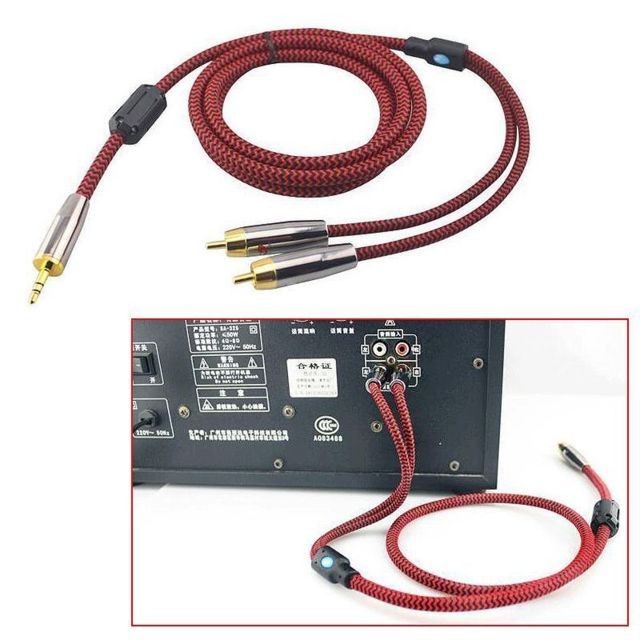 marque generique - Câble Audio Stéréo 3.5mm Mini-Jack Mâle A 2x RCA Mâle Auxiliaire Plaqué Or 5M - Câble Jack