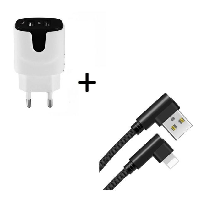 Chargeur pour téléphone mobile GENERIQUE Cable Noodle 1m Chargeur + Prise  Secteur pour IPHONE Xr USB Lightning Murale Pack (ROSE PALE)