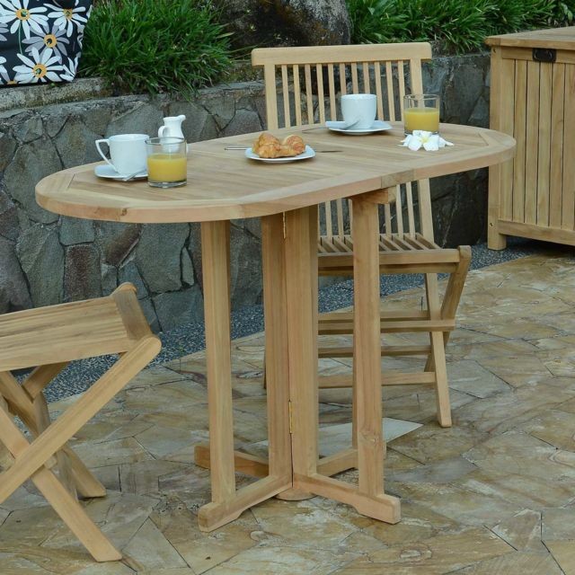 Teck'Attitude - Table de jardin en Teck Pliable 120 x 60 cm - Manoï - Tables de jardin