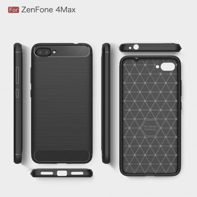 Amahousse Coque noire pour ZenFone 4 MAX ZC520KL Souple effet bi-matière