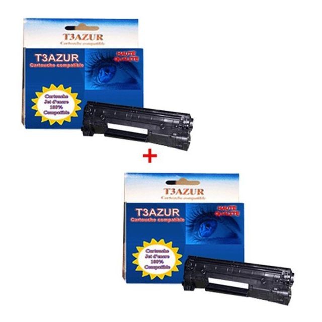 T3Azur - 2 Toner Laser générique HP CE285A CB435A CB436A T3Azur  - Cartouche d'encre