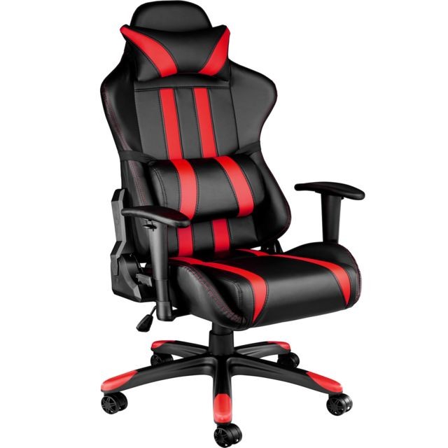Tectake - TECTAKE Chaise Gamer RACING SPORT avec Coussins - Hauteur Réglable - Inclinable Pivotante Noir / Rouge - Marchand Made4home