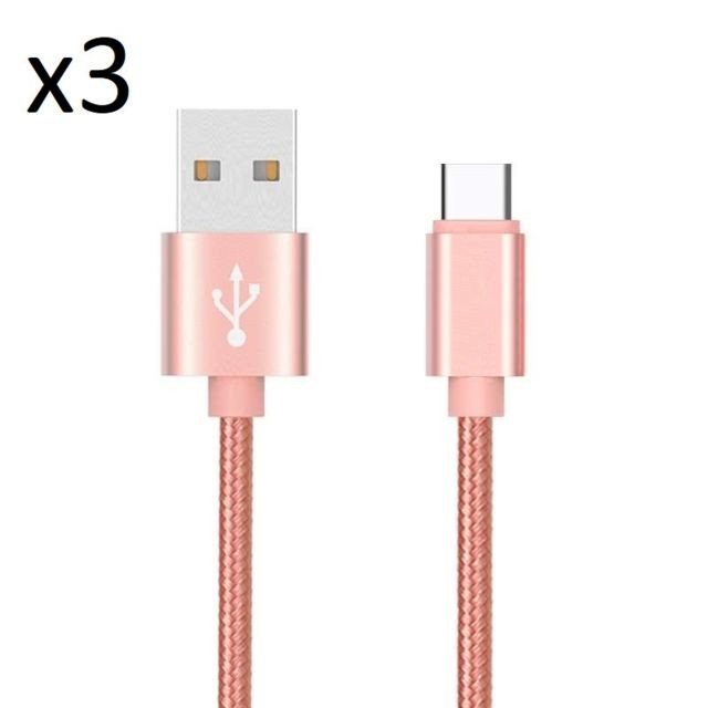 Shot - Pack de 3 Cables Metal Nylon Type C pour SONY Xperia XA2 Plus Smartphone Android Chargeur Connecteur Shot  - Chargeur secteur téléphone