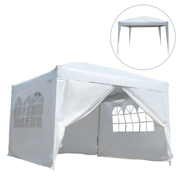 Outsunny - Tonnelle barnum tente de réception pliante 3 x 3 x 2,55 m blanc avec fenêtres + sac de transport Outsunny  - Tentes de réception