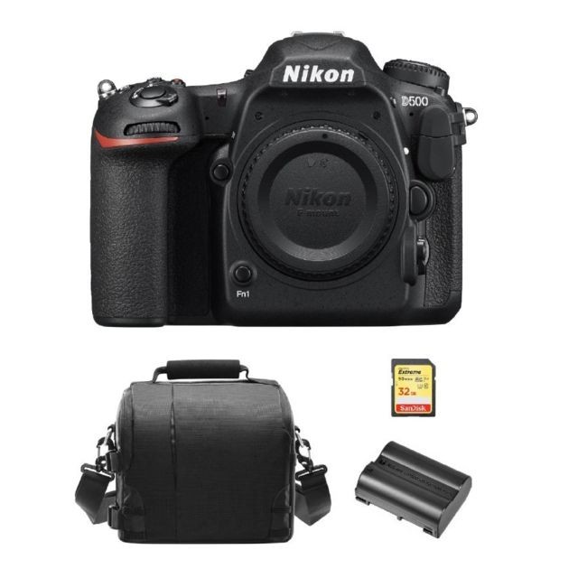 Reflex Grand Public Nikon NIKON D500 Body + 32GB SD card + camera Bag + EN-EL15A Battery