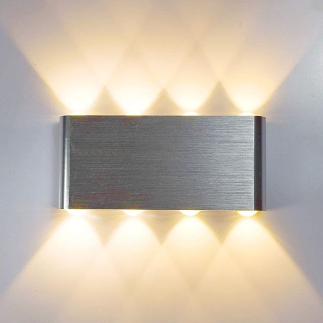 Stoex - Applique Murale LED 8W Moderne Aluminium Lampe 8 LED Interieur Éclairage Lumières pour Cuisine Escalier Chambre Couloir Salon Les Lampes de Nuit (Blanc Chaud) - Stoex