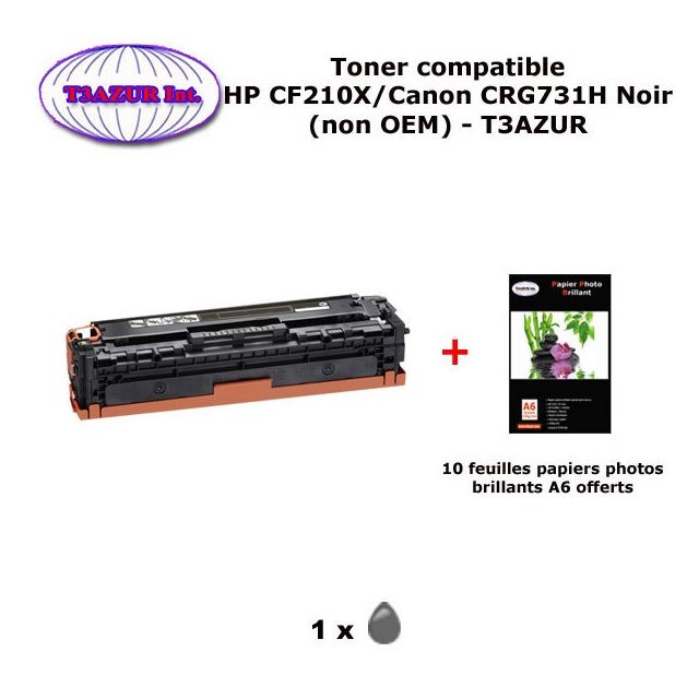 T3Azur - Toner générique Canon CRG731H Noir pour imprimante Canon LBP 7100C, 7110, 7110C, 7110Cw+10f PPA6 -T3AZUR T3Azur  - Toner