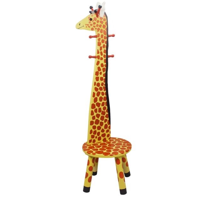Chaises Teamson Kids Teamson Kids - Tabouret en bois avec porte-manteaux Safari Kids - Giraffe