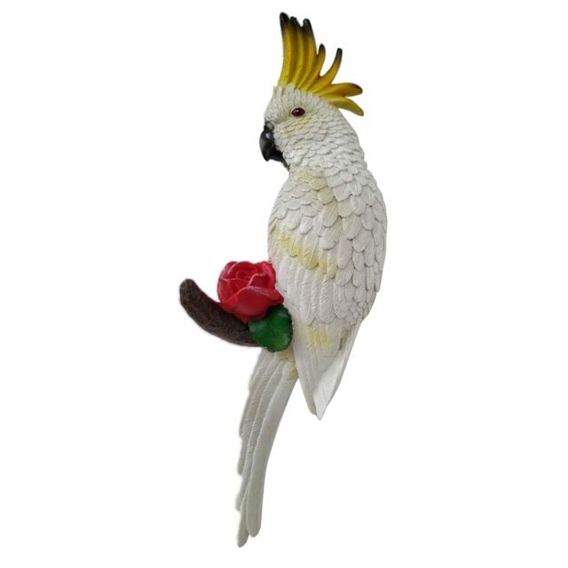 Petite déco d'exterieur marque generique perroquet figurine statue crochet mur extérieur jardin tropical décor droit blanc