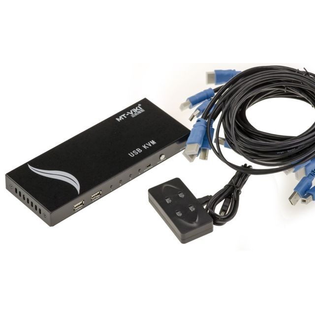 Kalea-Informatique -KVM Switch Automatique Souris Clavier Ecran 4 PC - HDMI / USB - Controle à disatnce, auto alimenté, avec cordons - 4096x2160 Kalea-Informatique  - Kalea-Informatique