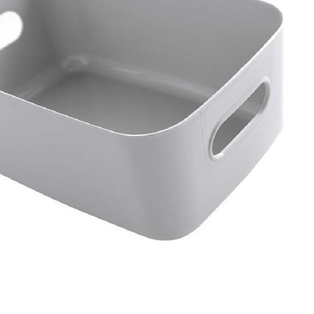 Boîte de rangement Boîte de rangement de bureau Salle de bain Cuisine Panier de en plastique Collations de divers de pour cosmétiques gris
