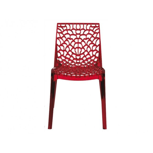Chaises Lot de 2 chaises empilables DIADEME - Polycarbonate plein - Rouge