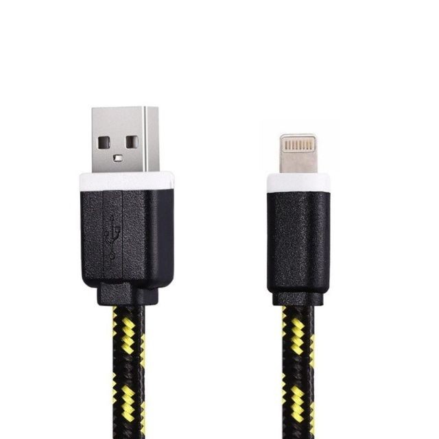 Shot - Cable Tresse pour IPAD Air 2 1m Chargeur Connecteur Lighting USB APPLE Tissu Tisse Lacet Fil Nylon (NOIR) - Shot
