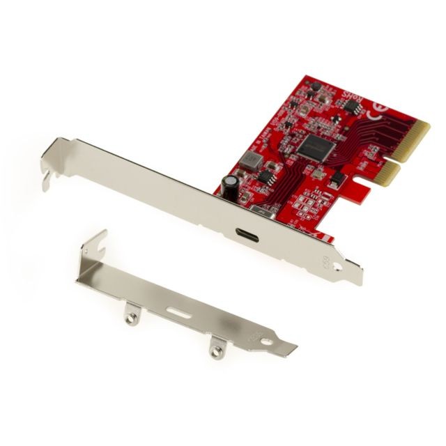 Kalea-Informatique - Carte PCIe Gen 3.0 4x 1 port USB 3.2 20G type C. High Power 5V 3A. Asmedia ASM3242. Equerres High et Low Profile - Kalea-Informatique
