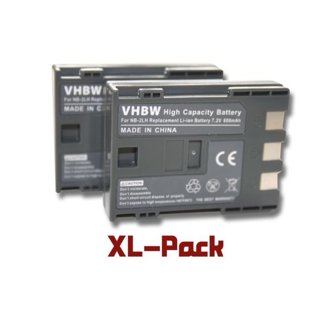 Batterie Photo & Video Vhbw vhbw 2x Li-Ion Batterie 600mAh (7.2V) pour appareil photo, caméra Canon Legria MV950, MV960, MVX200, MVX20i, MVX250i, MVX25i, MVX300 comme NB-2L