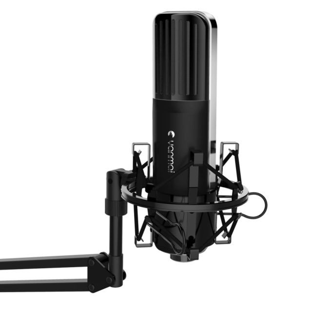 Microphone Wewoo Micro noir professionnel jeu microphone à condensateur enregistrement sonore avec support