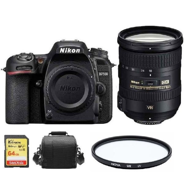 Nikon - NIKON D7500 + AF-S 18-200MM F3.5-5.6G ED VR II DX + 64GB SD card + camera Bag + HOYA UX UV 72mm Filter Nikon  - Reflex Numérique