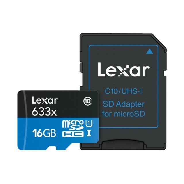 Lexar - LEXAR Carte Micro-SDHC 16 Go 633x avec adaptateur / lecteur de carte - Carte SD Lexar
