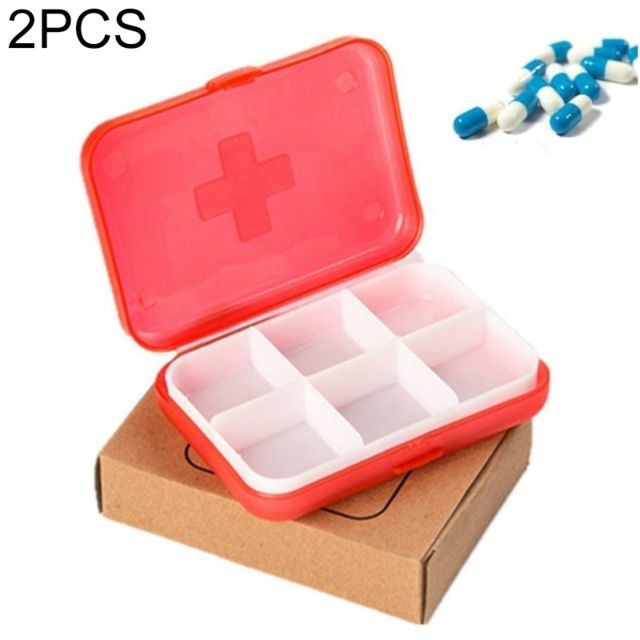 Wewoo - 2 organisateurs médicaux portables à 6 fentes de vitamine PCS Mini rouge Wewoo  - Boîte de rangement Rouge