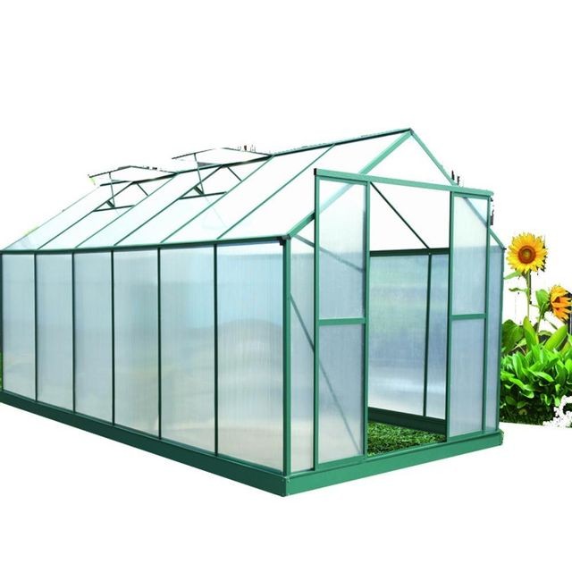 Serres en verre Habrita Serre jardin structure alu couleur verte / polycarbonate 6 mm