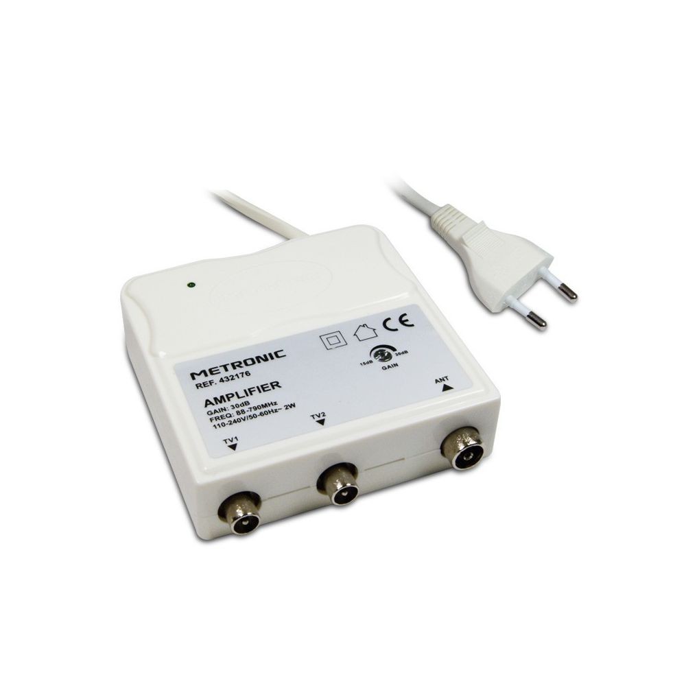 Metronic Amplificateur d'intérieur 30 dB UHF + FM avec réglage de gain