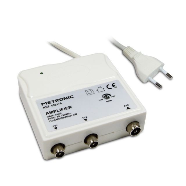Metronic - Amplificateur d'intérieur 30 dB UHF + FM avec réglage de gain - Metronic