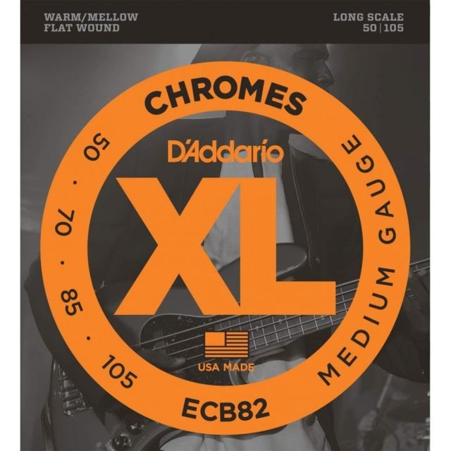D'Addario - D'addario ECB82 Chromes Super regular 50-105 - Jeu de cordes filet plat basse électrique D'Addario  - D'Addario