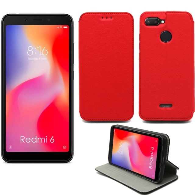 Xeptio - Etui Luxe Xiaomi Redmi 6 rouge Slim  Stand - Housse Coque Anti Choc de Protection Redmi 6 Smartphone 2018 / 2019 - Accessoires Pochette Case Xeptio  - Xeptio