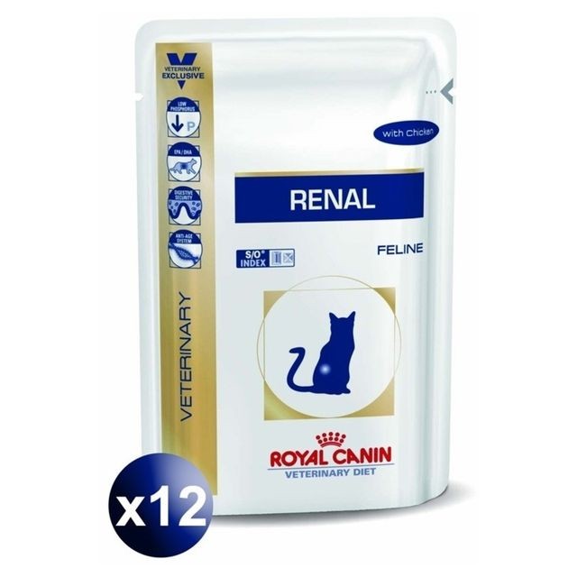 Croquettes pour chat Royal Canin Royal Canin - Sachets Veterinary Diet Renal au Poulet pour Chat- 12x85g