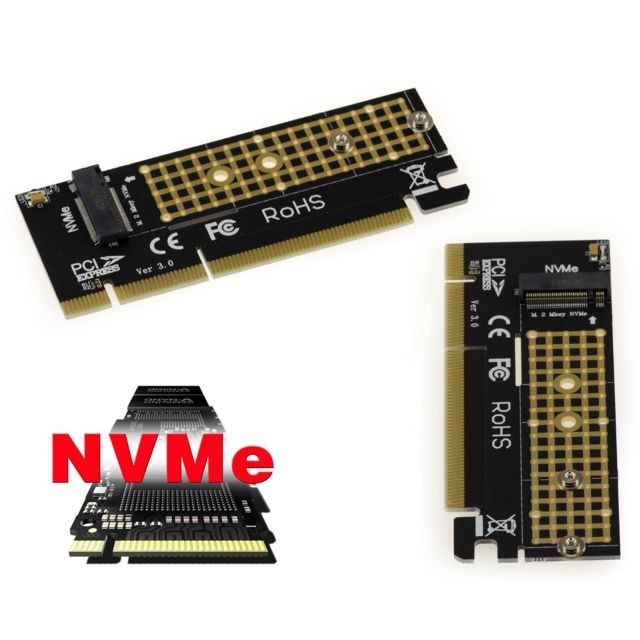 Kalea-Informatique - Adaptateur / Carte contrôleur compacte PCIe 16x pour SSD M.2 type M2 NGFF PCIe 3.0 NVMe - Carte Contrôleur