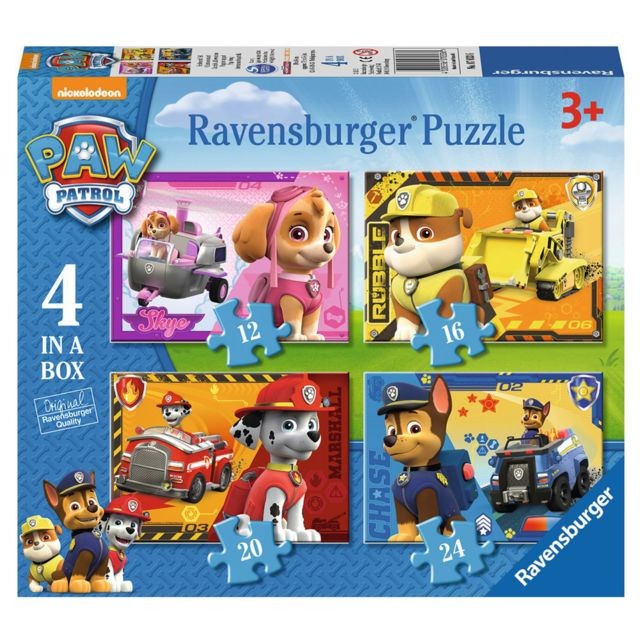 Ravensburger - Puzzles de 12 à 24 pièces : 4 puzzles Pat'Patrouile (PAW Patrol) Ravensburger  - Cadeau pour bébé - 1 an Jeux & Jouets