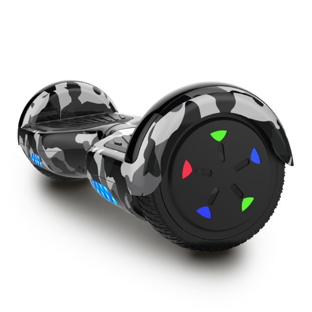 Gyropode Cool&Fun Hoverboard 6.5 Pouces, Gyropode avec Bluetooth et Pneu à LED de couleur, Overboard Certifé CE, UL, Camouflage