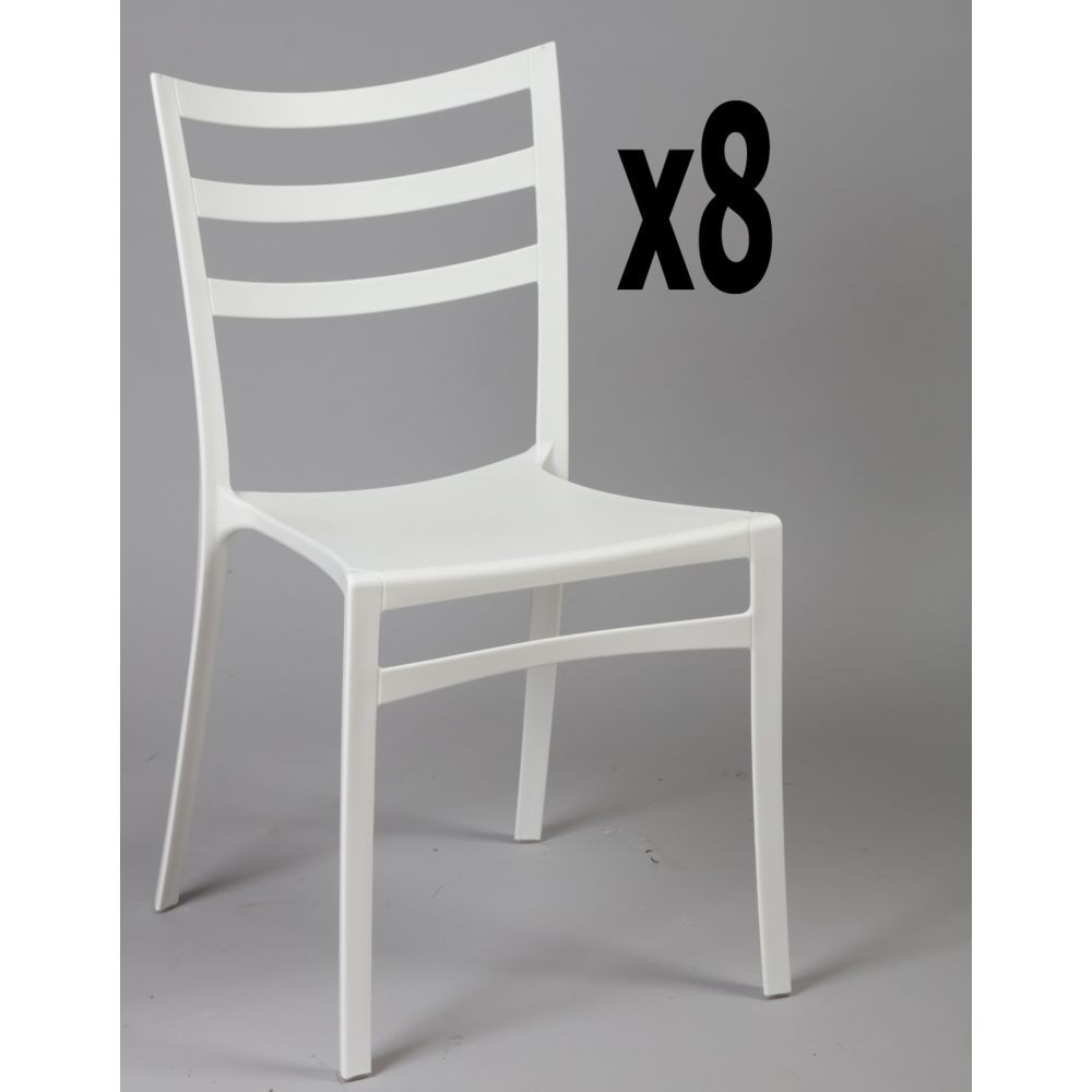 Pegane Lot de 8 chaises en polypropylène de couleur blanche, Ht860 x Ht Ass460 x L510 x l470 mm