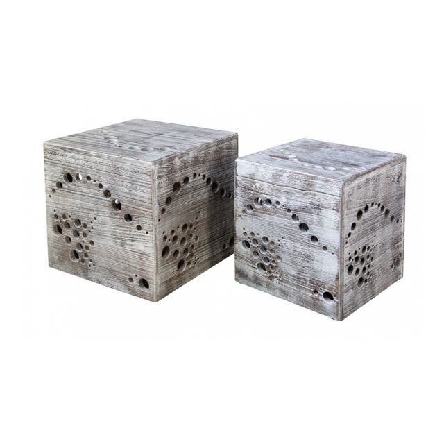 Homestyle4U - Tabouret table d'appoint set de 2 cubes en bois Homestyle4U  - Chevet Homestyle4U
