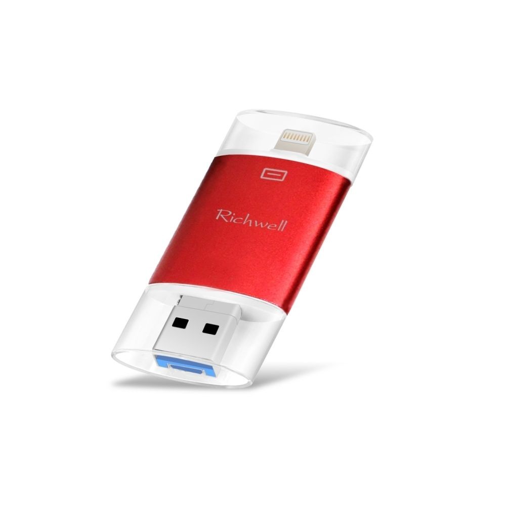 Wewoo Clé USB iPhone iDisk 3 en 1 128G Type-C + Lightning 8 broches + USB 3.0 Metal Double Disk Flash Push-pull avec fonction