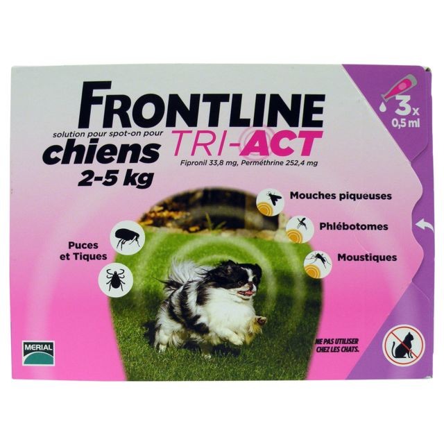 Frontline - FRONTLINE TRI-ACT chien - 2-5kg - 3 pipettes Frontline  - Anti-parasitaire pour chien