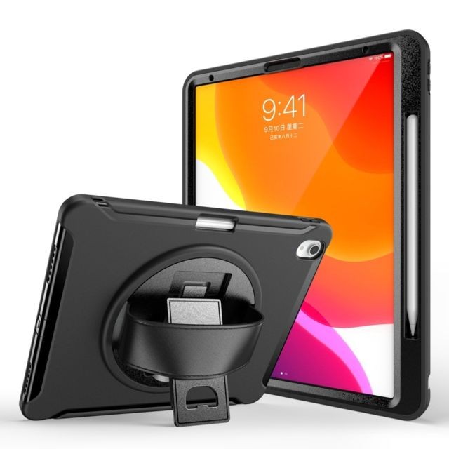 Housse, étui tablette Generic Coque en TPU avec béquille pivotante à 360°, porte-stylo et dragonne noir pour votre Apple iPad Pro 12.9 pouces (2018)