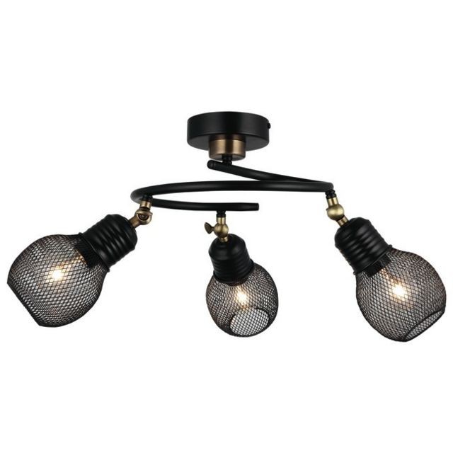 Homemania - HOMEMANIA Lampe de Plafond Pende - Plafonnier - du mur - Or, noir en Métal, 36 x 36 x 34 cm, 3 x E27, Max 40W Homemania  - Plafonniers Homemania