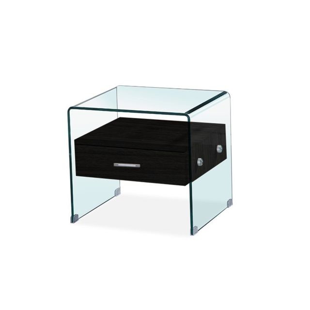 Meubler Design - Table de chevet en verre ELSA - Noir - Chevet Design