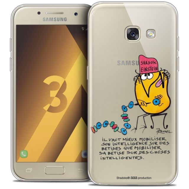 Caseink - Coque Housse Etui Samsung Galaxy A3 2017 (A320) [Crystal HD Collection Les Shadoks ? Design Einstein - Rigide - Ultra Fin - Imprimé en France] Caseink  - Coques samsung a3
