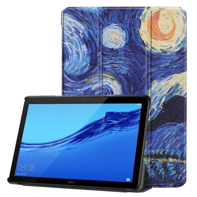 marque generique - Etui en PU tri-fold motif peinture à l'huile pour votre Huawei MediaPad T5 10 marque generique  - Autres accessoires smartphone