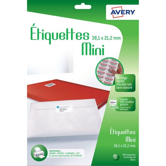 Avery - Mini-étiquettes autocollantes - J8651-12 Avery  - Papier Photo Avery